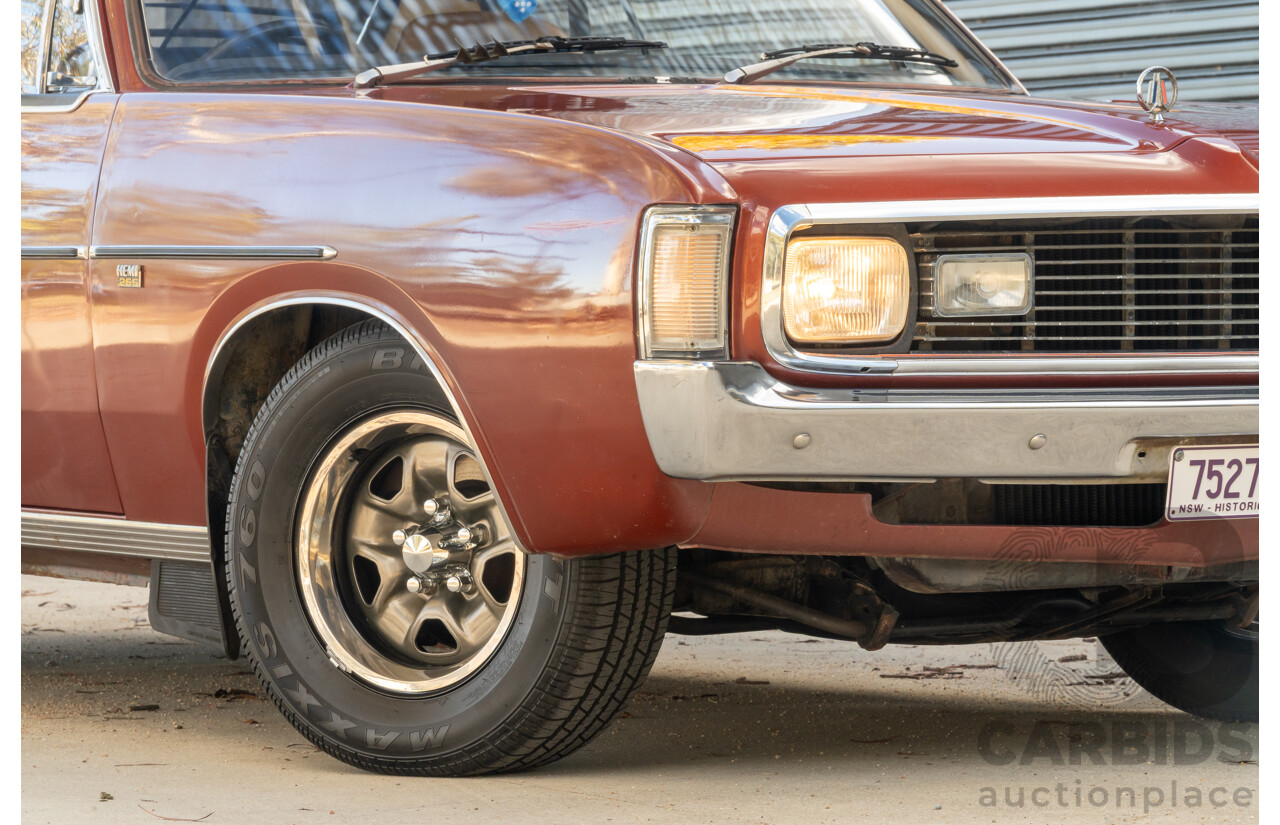 11/1972 Chrysler Valiant VH Charger 770 2d Coupe Russet Metallic 4.3L