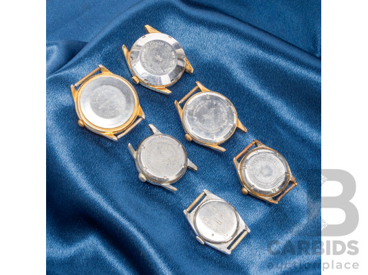 Collection of (6) Vintage Manual Winding Watches, Including Oris WWII Watch, Waldman, Timex, Embassy, Lauris & Farren Price