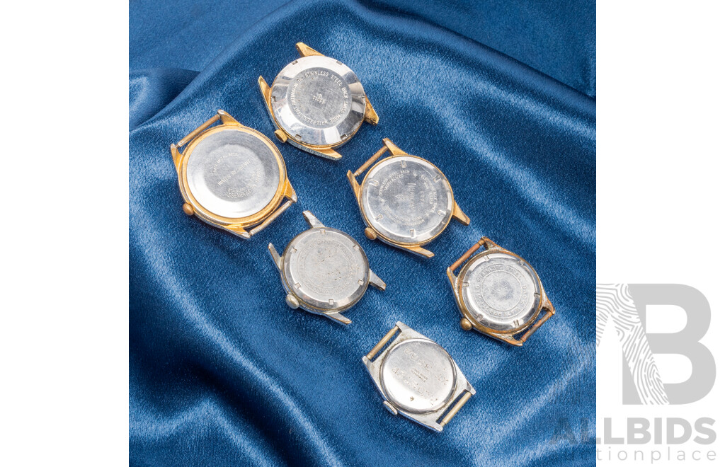 Collection of (6) Vintage Manual Winding Watches, Including Oris WWII Watch, Waldman, Timex, Embassy, Lauris & Farren Price