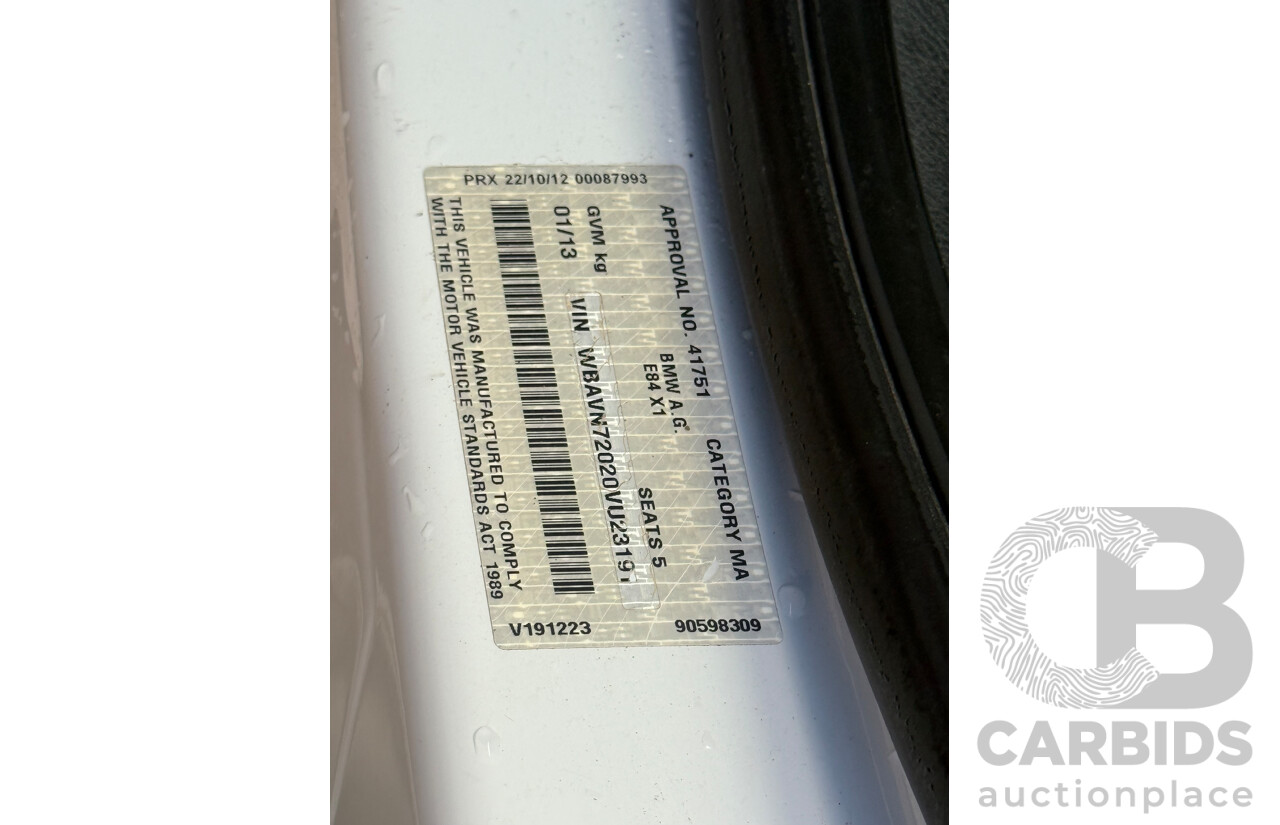 1/2013 Bmw X1 Sdrive 18d E84 MY13 4d Wagon White Turbo Diesel 2.0L