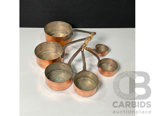 Set of Six Copper Saucepan