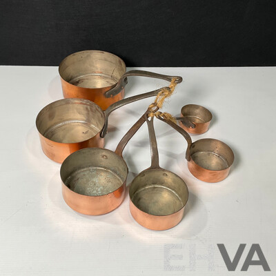 Set of Six Copper Saucepan