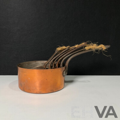 Set of Six Copper Saucepan