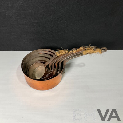 Set of Six Copper Saucepan