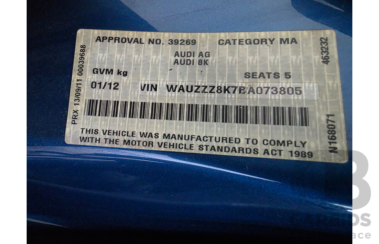 01/2012 Audi A4 2.0 TFSI B8 (8K) MY11 4D Sedan Blue 2.0L