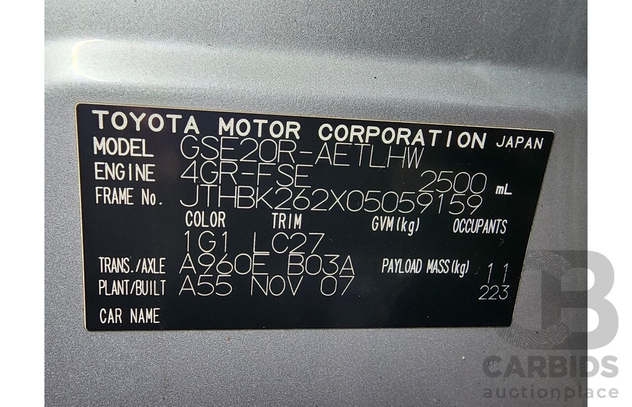 11/2007 Lexus Is250 GSE20R 4d Sedan Silver 2.5L