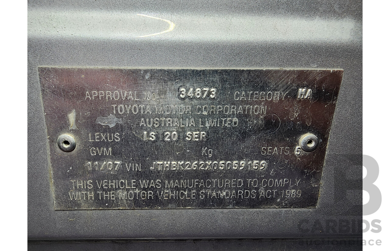 11/2007 Lexus Is250 GSE20R 4d Sedan Silver 2.5L