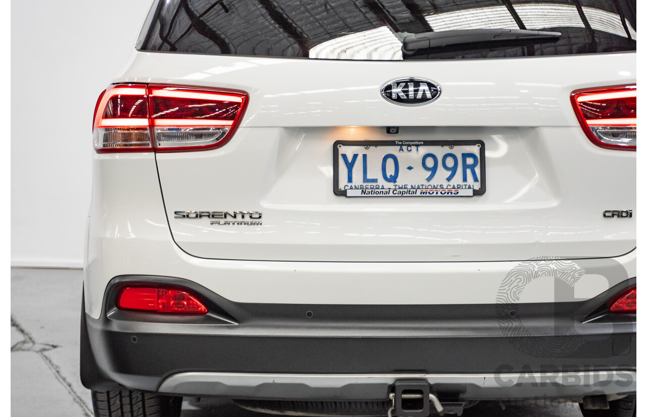 6/2016 Kia Sorento Platinum (AWD) UM MY16 4d Wagon Clear White Turbo Diesel 2.2L