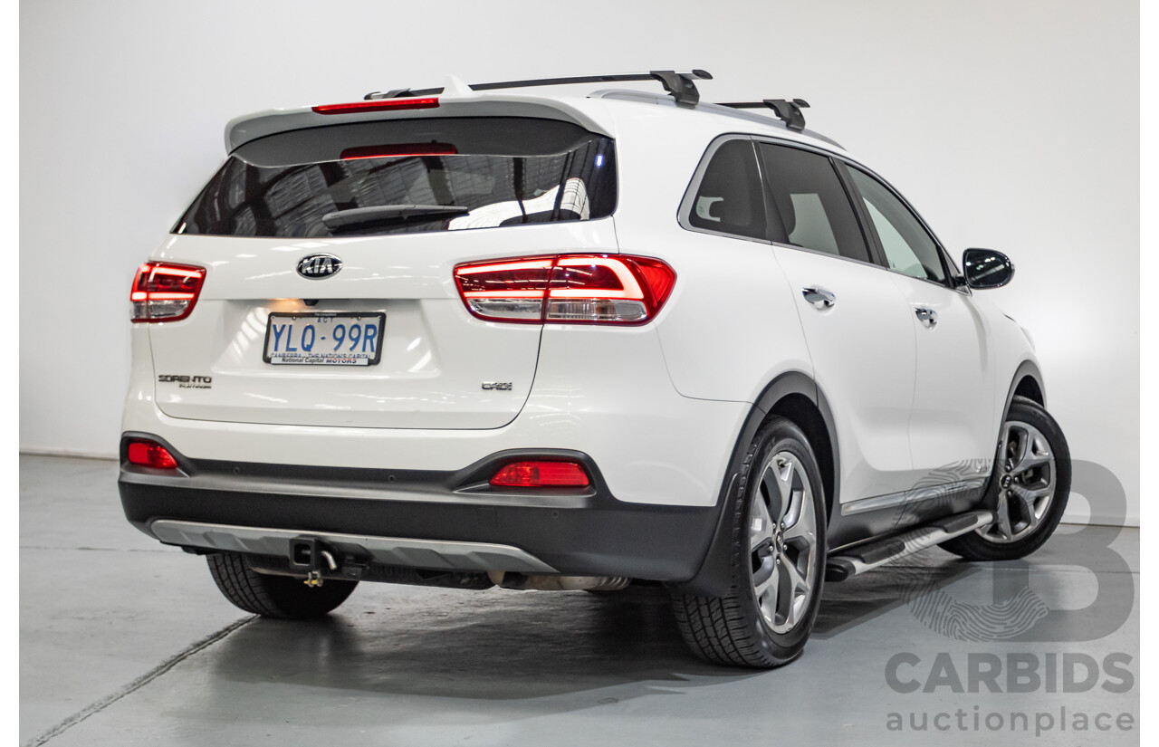 6/2016 Kia Sorento Platinum (AWD) UM MY16 4d Wagon Clear White Turbo Diesel 2.2L