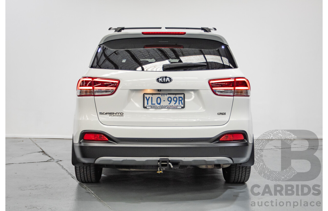 6/2016 Kia Sorento Platinum (AWD) UM MY16 4d Wagon Clear White Turbo Diesel 2.2L