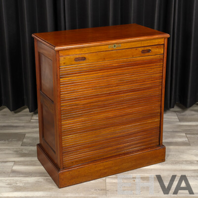 Early Edwardian Mahogany Tambour Front Storage Cabinet