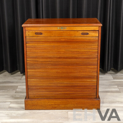 Early Edwardian Mahogany Tambour Front Storage Cabinet