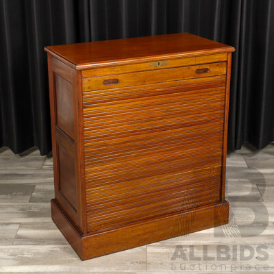 Early Edwardian Mahogany Tambour Front Storage Cabinet