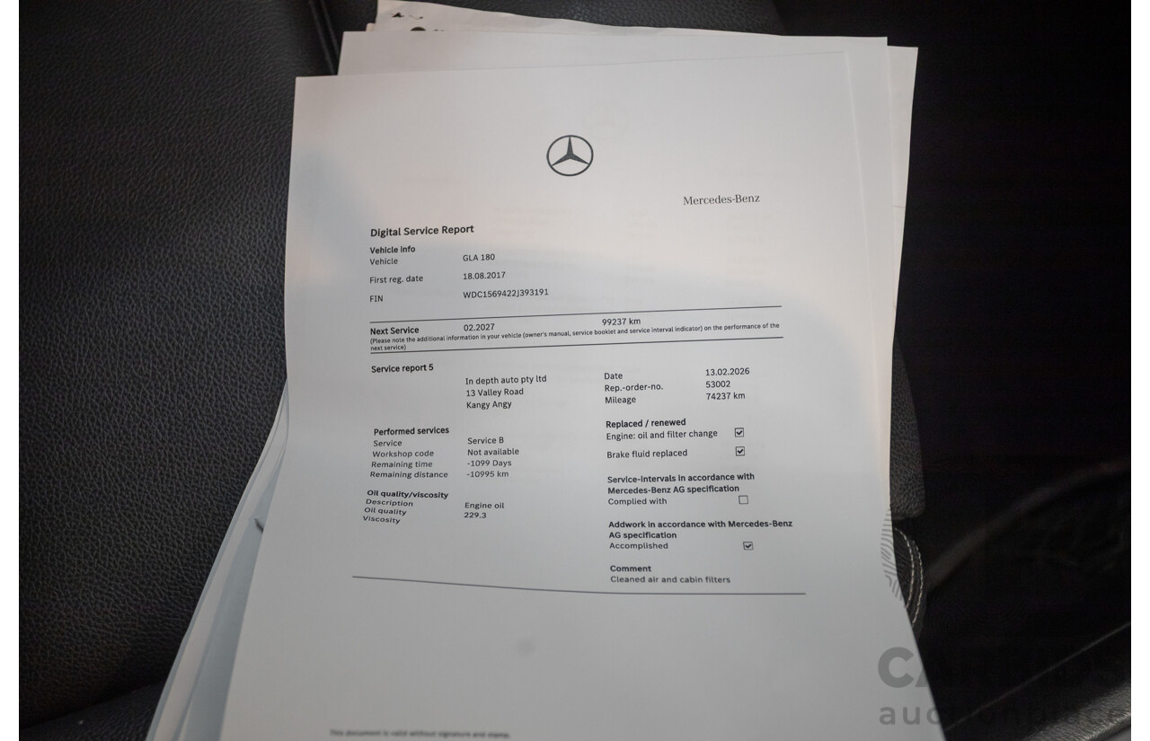 7/2017 Mercedes-Benz GLA 180 X156 MY17.5 4d Wagon Cosmos Black Metallic Turbo 1.6L