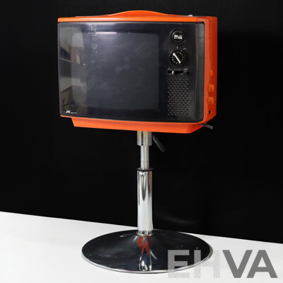 Retro JVC Solid State 3510 Portable Television on Chrome Stand