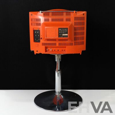 Retro JVC Solid State 3510 Portable Television on Chrome Stand