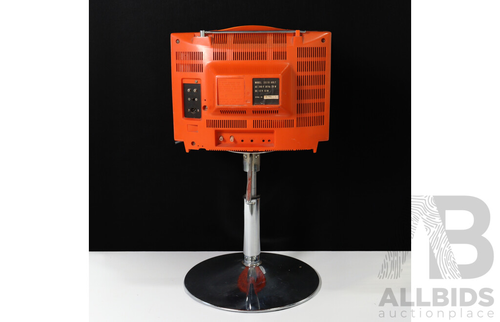 Retro JVC Solid State 3510 Portable Television on Chrome Stand