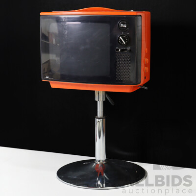 Retro JVC Solid State 3510 Portable Television on Chrome Stand