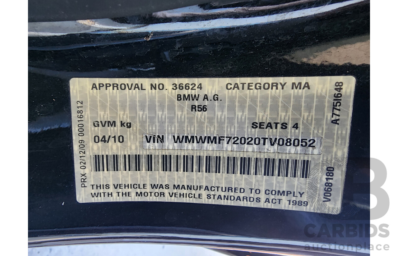 4/2010 Mini Cooper S R56 2d Hatchback Black 1.6L