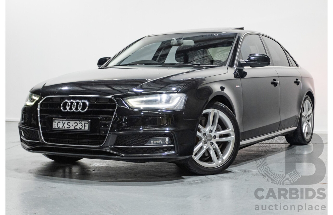 2/2015 Audi A4 S-Line 1.8 TFSI B8 (8K) MY15 4D Sedan Myth Black Metallic Turbo 1.8L