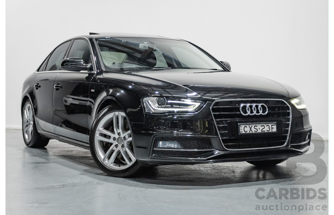 2/2015 Audi A4 S-Line 1.8 TFSI B8 (8K) MY15 4D Sedan Myth Black Metallic Turbo 1.8L