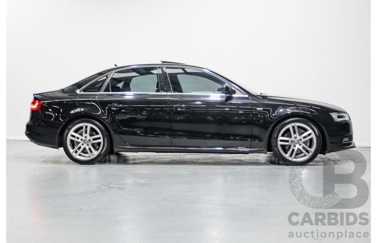 2/2015 Audi A4 S-Line 1.8 TFSI B8 (8K) MY15 4D Sedan Myth Black Metallic Turbo 1.8L