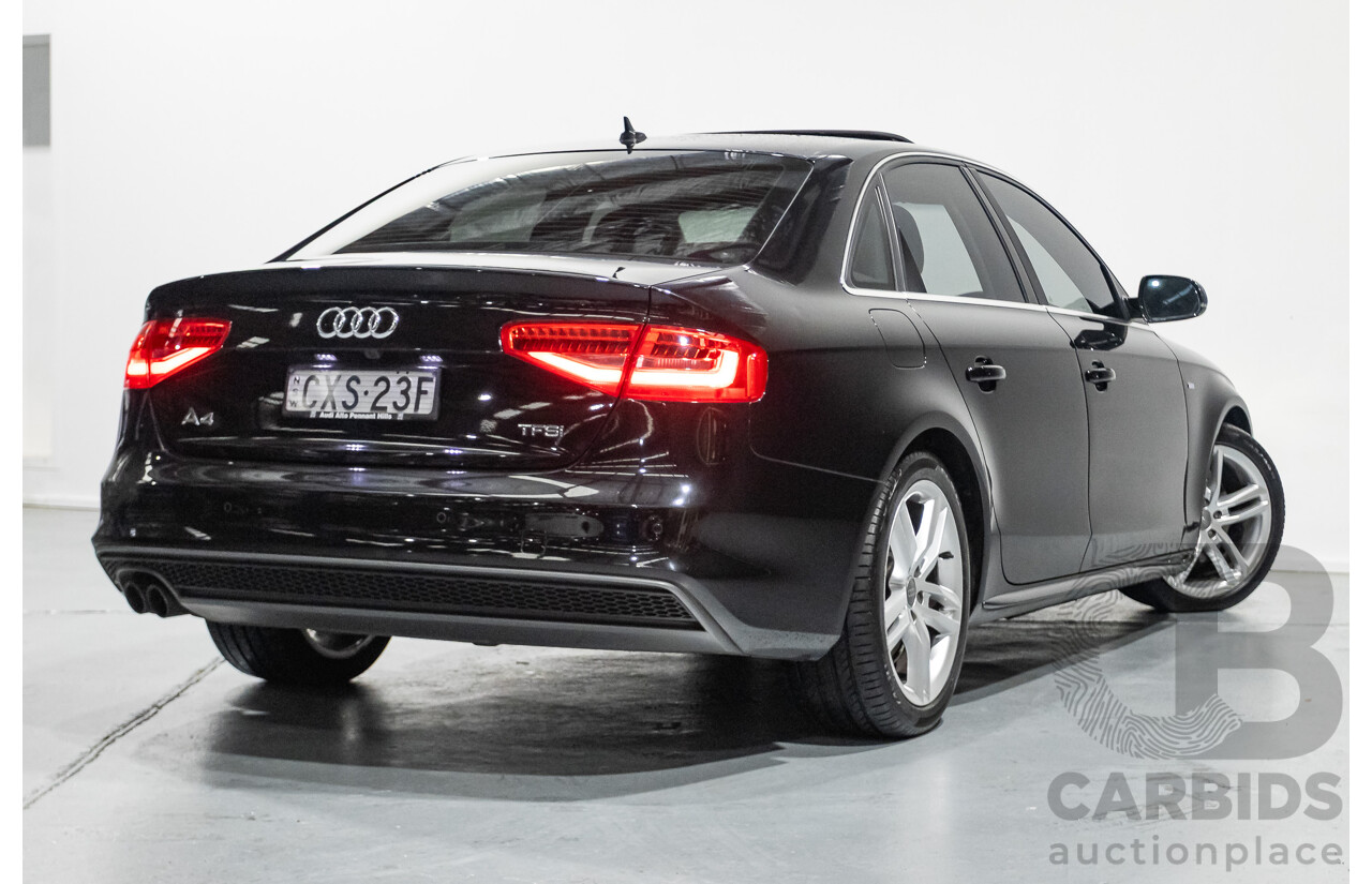 2/2015 Audi A4 S-Line 1.8 TFSI B8 (8K) MY15 4D Sedan Myth Black Metallic Turbo 1.8L