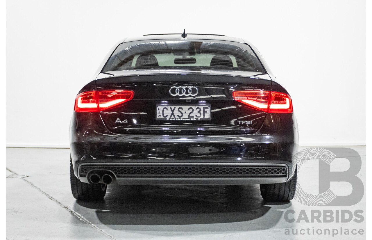 2/2015 Audi A4 S-Line 1.8 TFSI B8 (8K) MY15 4D Sedan Myth Black Metallic Turbo 1.8L