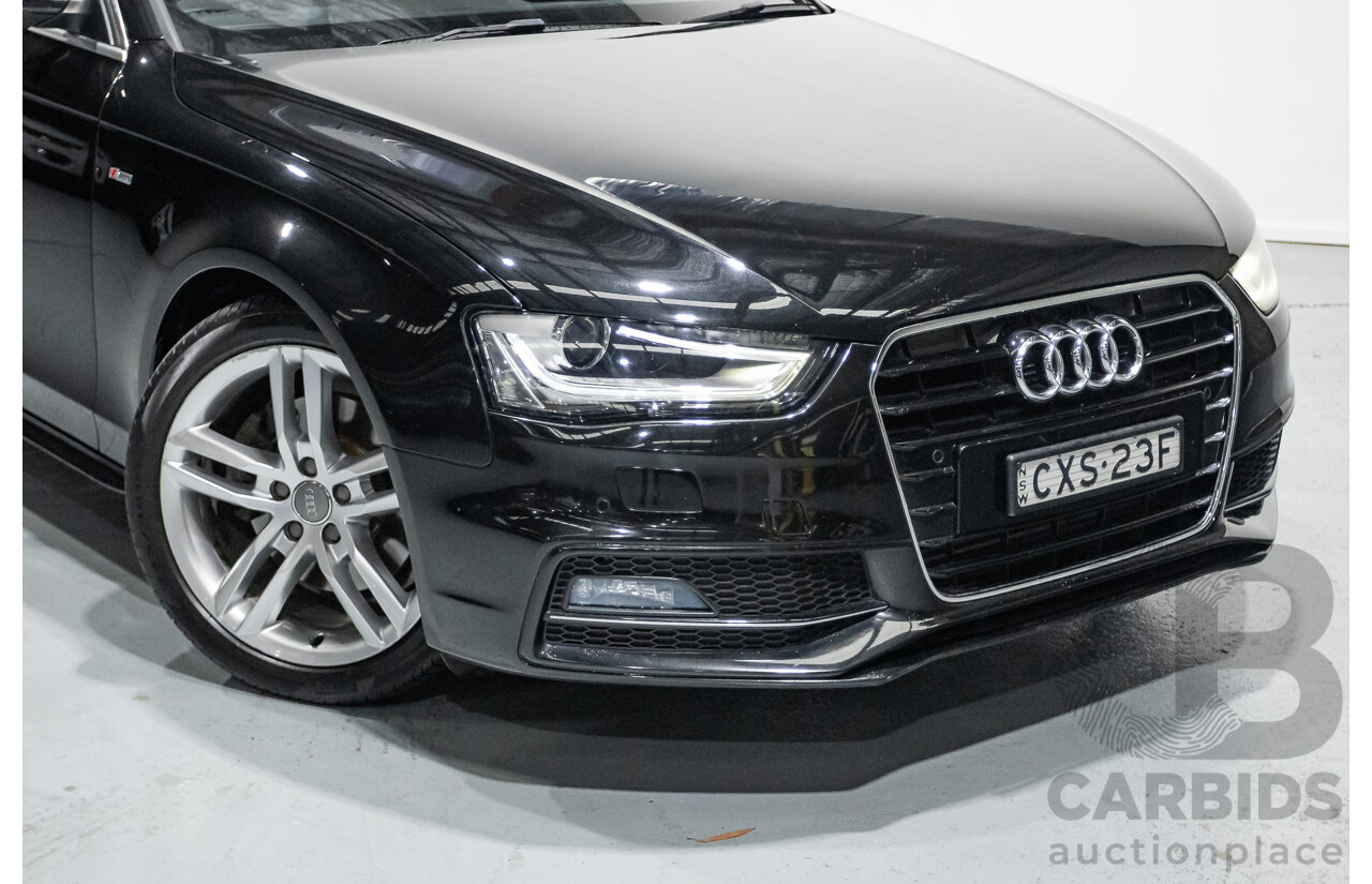 2/2015 Audi A4 S-Line 1.8 TFSI B8 (8K) MY15 4D Sedan Myth Black Metallic Turbo 1.8L