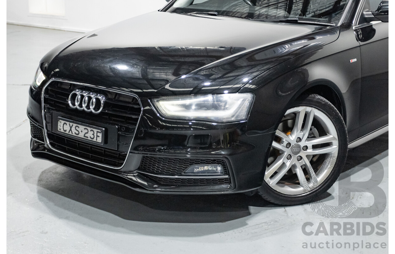 2/2015 Audi A4 S-Line 1.8 TFSI B8 (8K) MY15 4D Sedan Myth Black Metallic Turbo 1.8L