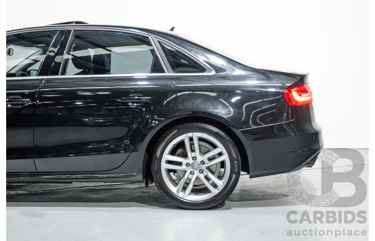 2/2015 Audi A4 S-Line 1.8 TFSI B8 (8K) MY15 4D Sedan Myth Black Metallic Turbo 1.8L