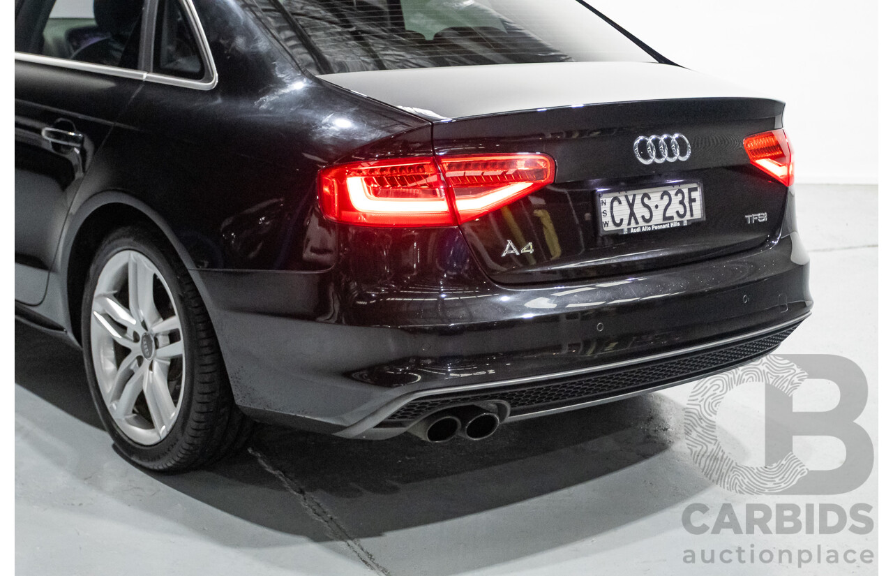 2/2015 Audi A4 S-Line 1.8 TFSI B8 (8K) MY15 4D Sedan Myth Black Metallic Turbo 1.8L