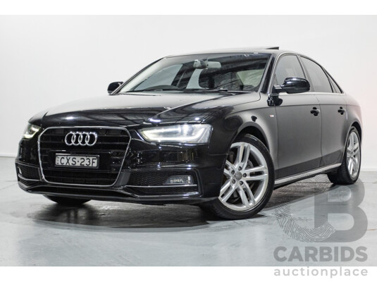 2/2015 Audi A4 S-Line 1.8 TFSI B8 (8K) MY15 4D Sedan Myth Black Metallic Turbo 1.8L