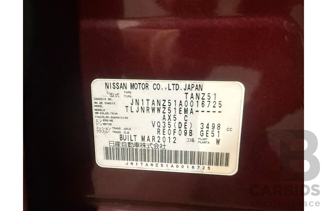 4/2012 Nissan Murano Ti Z51 MY12 4d Wagon Maroon V6 3.5L