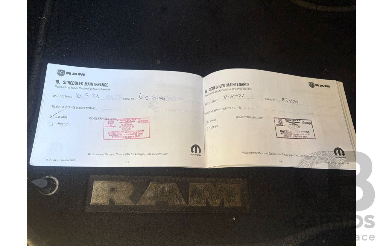 08/2019 ASV (Dodge) RAM 1500 Laramie (4x4) FD3.2 MY19 Crew Cab Utility Billet Silver Metallic V8 5.7L