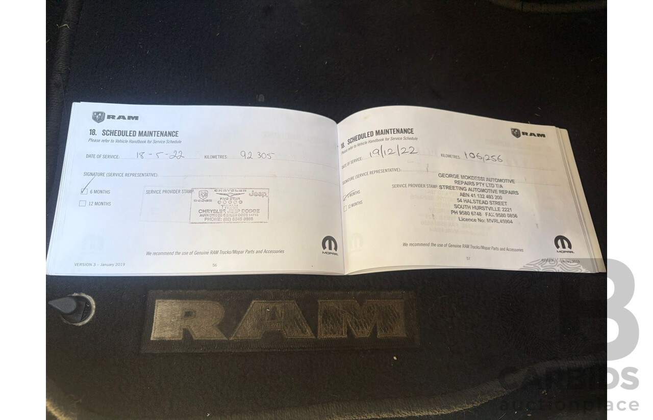 08/2019 ASV (Dodge) RAM 1500 Laramie (4x4) FD3.2 MY19 Crew Cab Utility Billet Silver Metallic V8 5.7L