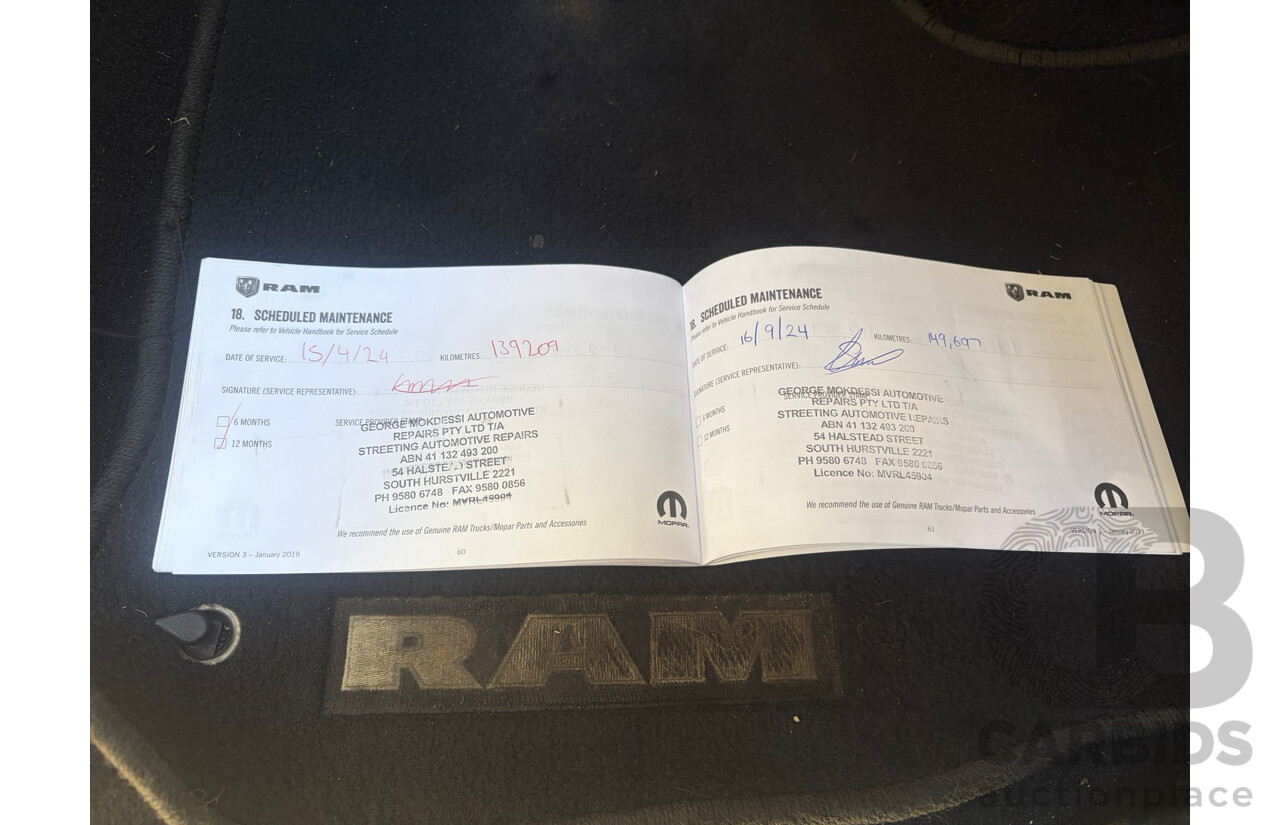 08/2019 ASV (Dodge) RAM 1500 Laramie (4x4) FD3.2 MY19 Crew Cab Utility Billet Silver Metallic V8 5.7L