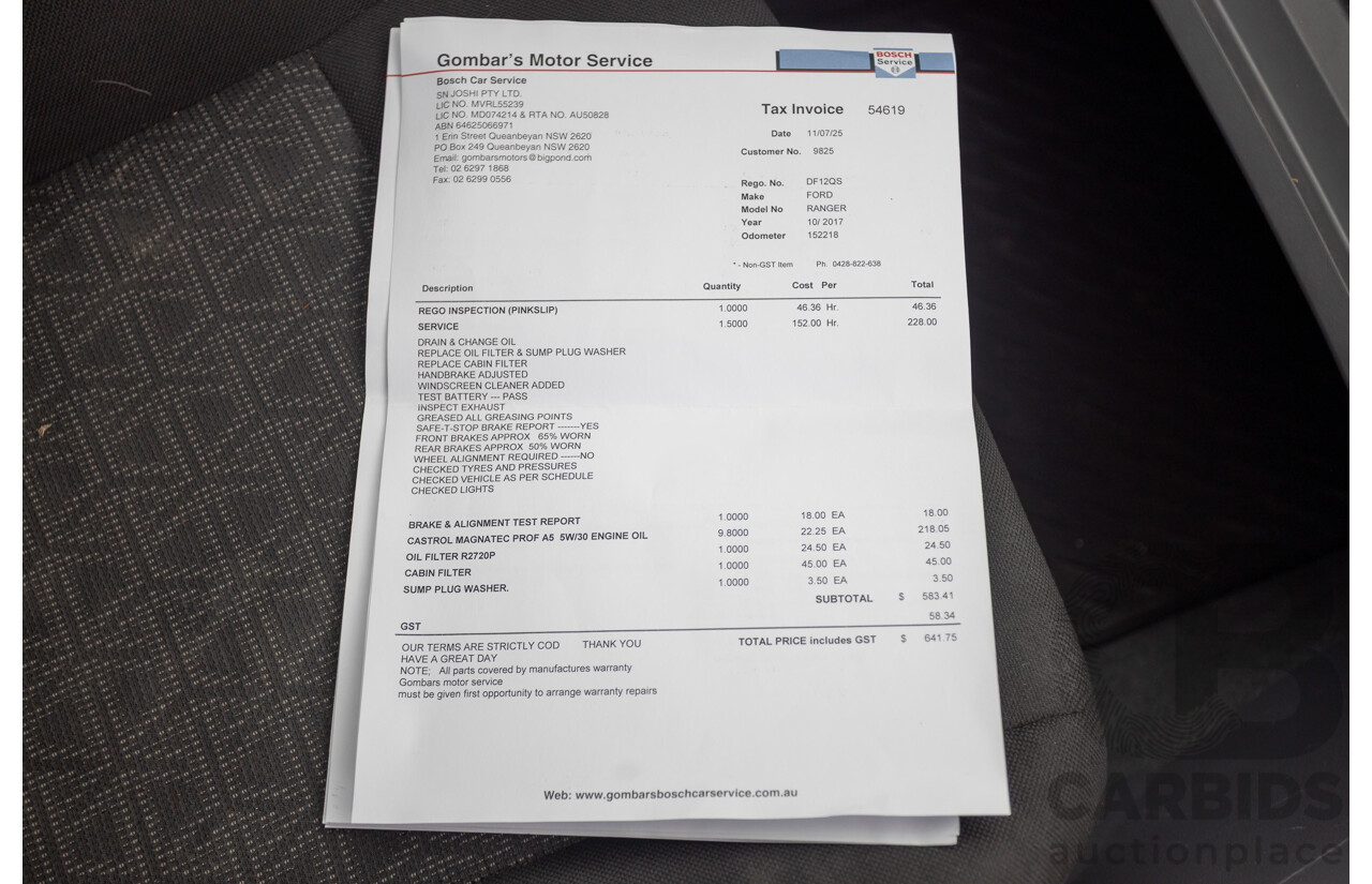 10/2017 Ford Ranger XLS 3.2 (4x4) PX MKII MY17 Update Dual Cab Utility White Turbo Diesel 3.2L
