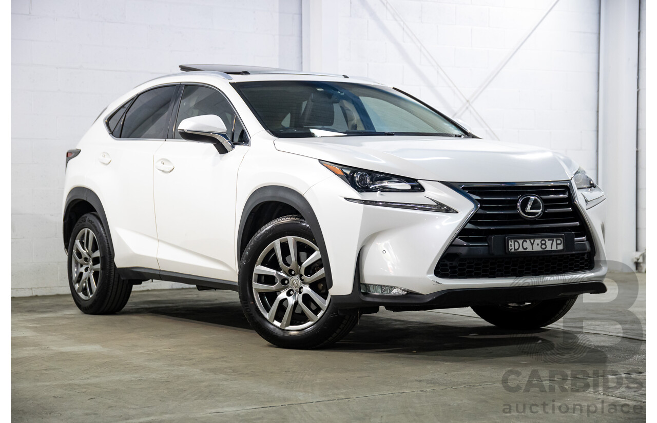 02/2016 Lexus NX200t Luxury (FWD) AGZ10R 4d Wagon Sonic Quartz White Turbo 2.0L