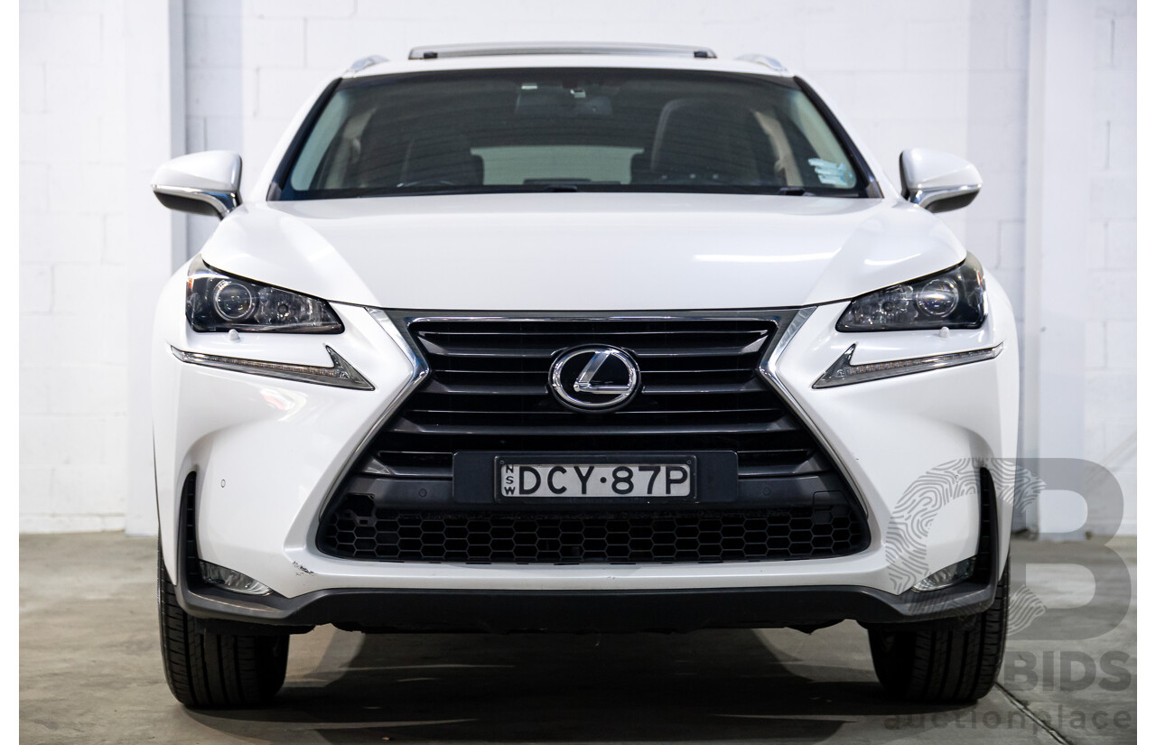 02/2016 Lexus NX200t Luxury (FWD) AGZ10R 4d Wagon Sonic Quartz White Turbo 2.0L