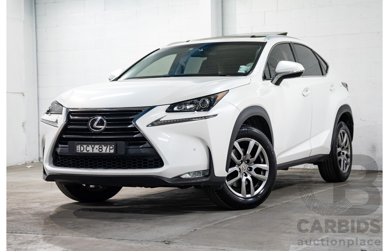 02/2016 Lexus NX200t Luxury (FWD) AGZ10R 4d Wagon Sonic Quartz White Turbo 2.0L