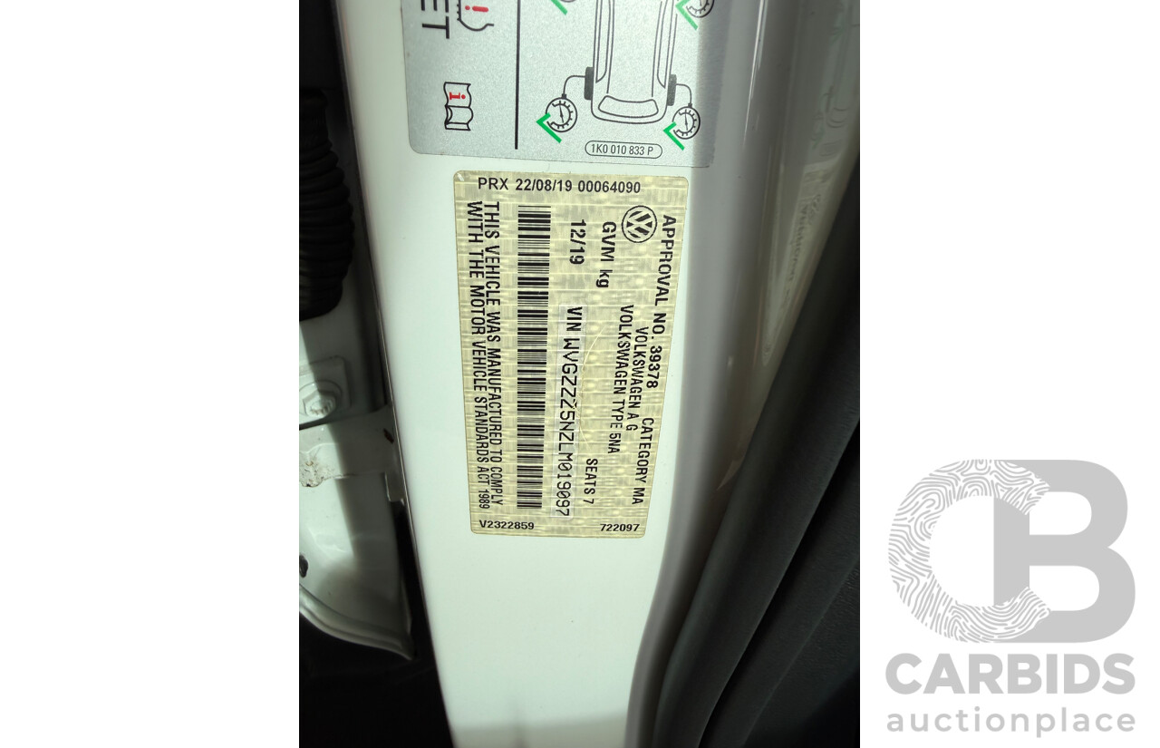 12/2019 Volkswagen Tiguan Allspace 132 TSI Comfortline (AWD) 5NA MY20 4d Wagon Candy White Turbo 2.0L - 7 Seater