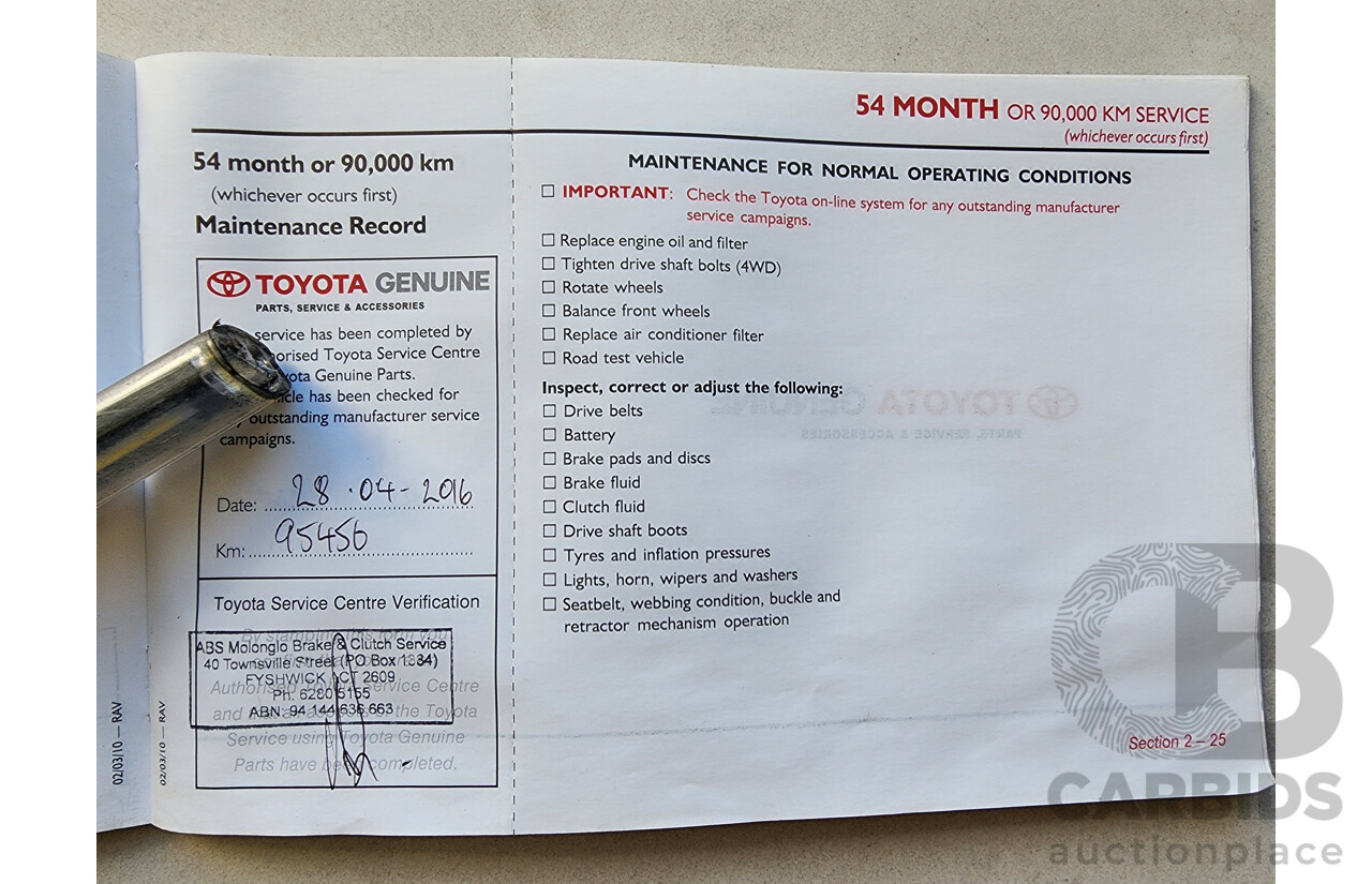 11/2011 Toyota Rav4 Cruiser (4x4) ACA33R 08 UPGRADE 4d Wagon White 2.4L
