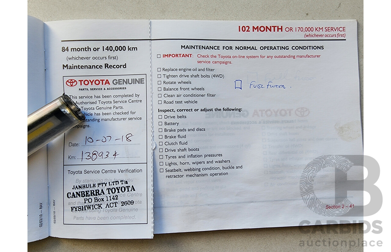 11/2011 Toyota Rav4 Cruiser (4x4) ACA33R 08 UPGRADE 4d Wagon White 2.4L