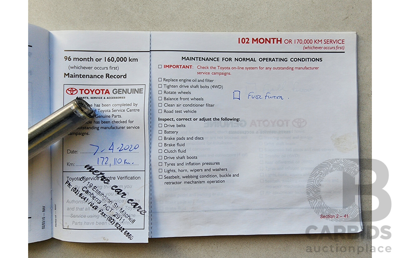 11/2011 Toyota Rav4 Cruiser (4x4) ACA33R 08 UPGRADE 4d Wagon White 2.4L