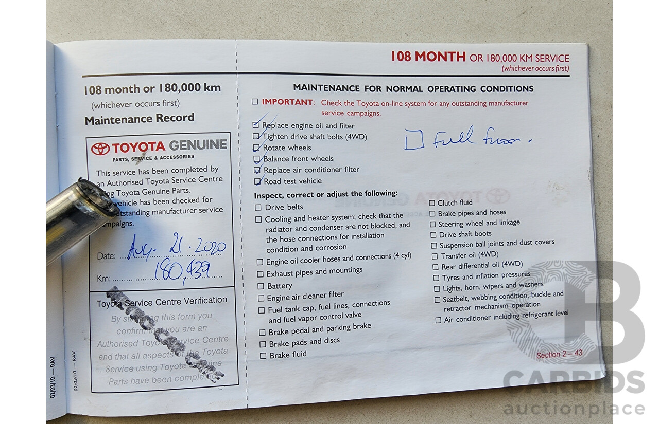 11/2011 Toyota Rav4 Cruiser (4x4) ACA33R 08 UPGRADE 4d Wagon White 2.4L