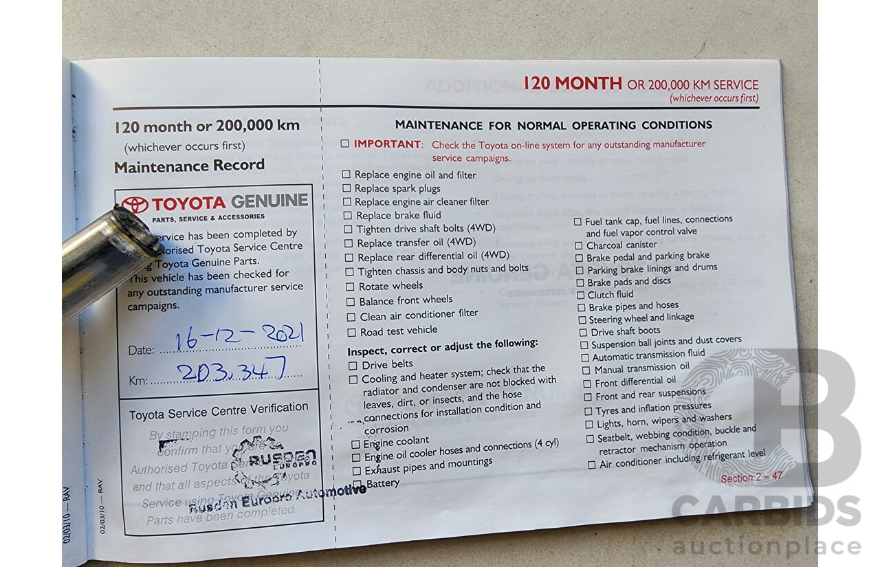 11/2011 Toyota Rav4 Cruiser (4x4) ACA33R 08 UPGRADE 4d Wagon White 2.4L