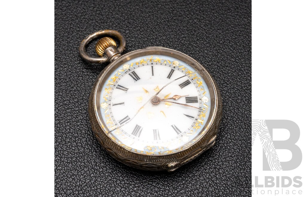 Vintage 935 Silver Engraved Pocket Watch - 35.33gms