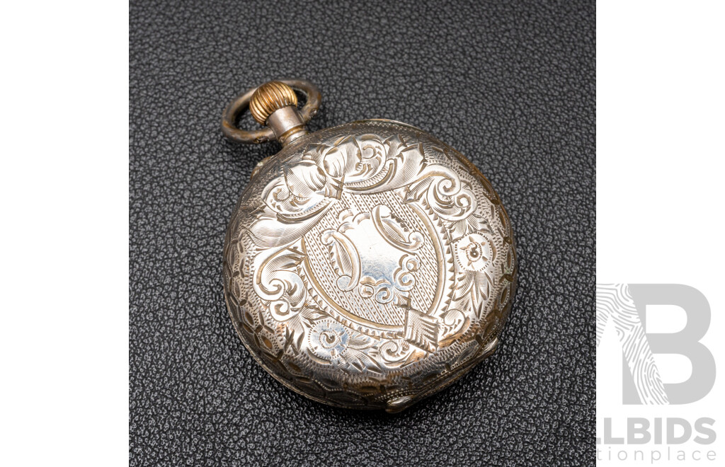 Vintage 935 Silver Engraved Pocket Watch - 35.33gms