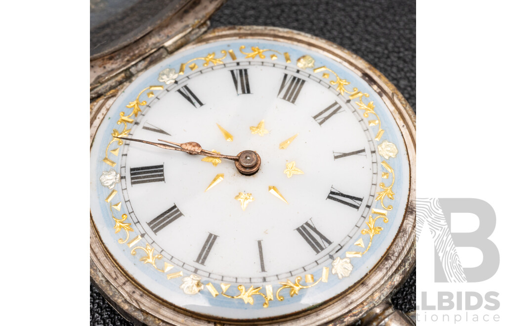Vintage 935 Silver Engraved Pocket Watch - 35.33gms